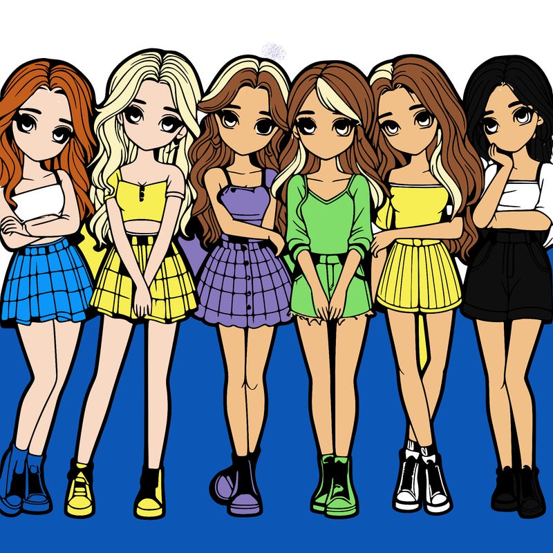 a group of girls realistic