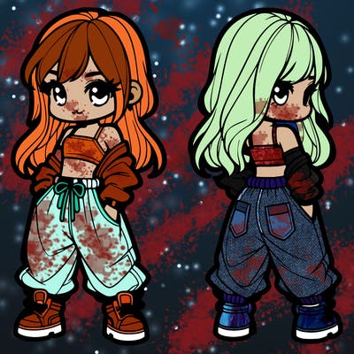 girl in crop top and baggy pants