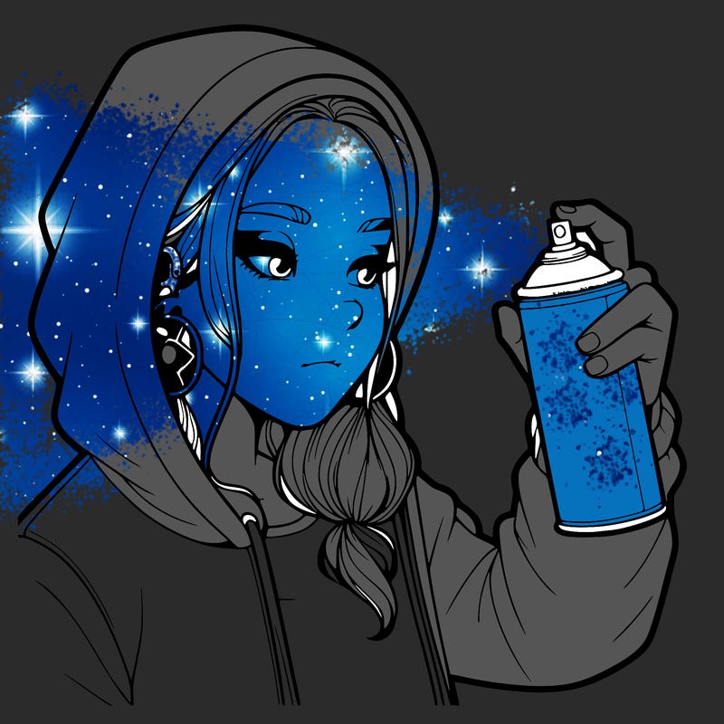 a realistic girl, spray painting