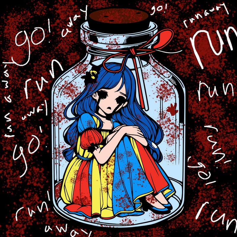 beautiful realistic girl trapped in bottle