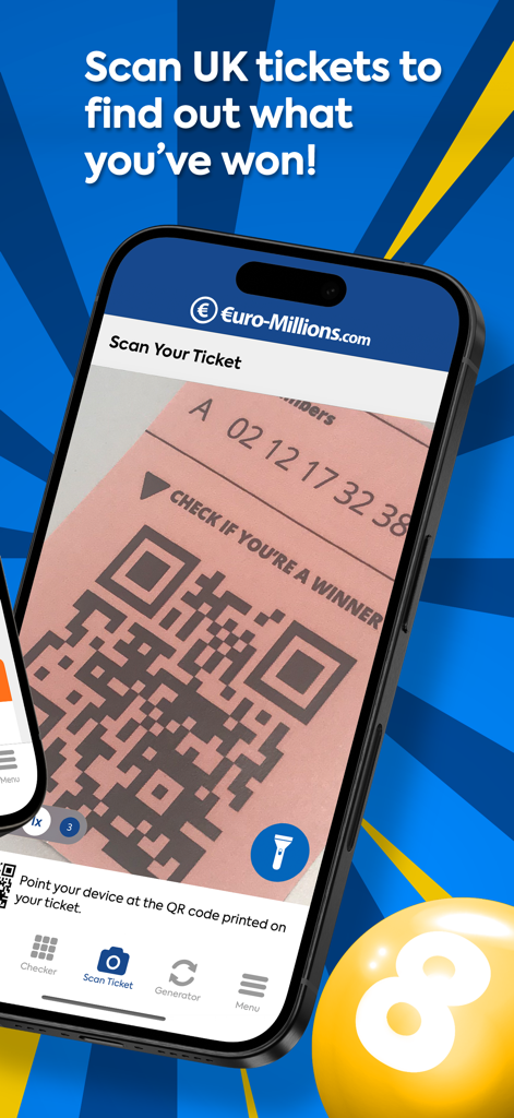 EuroMillions - Une personne utilisant un smartphone pour scanner un code QR de ticket de loterie EuroMillions afin de vérifier les gains