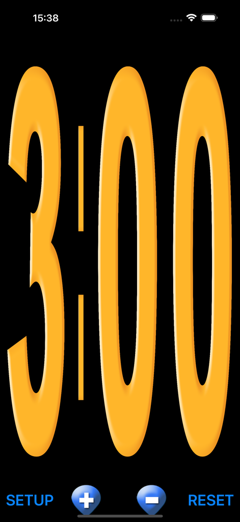 Yoga Timer - Large yellow full-screen countdown timer set to three minutes on a black background