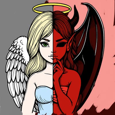 realistic angel half demon