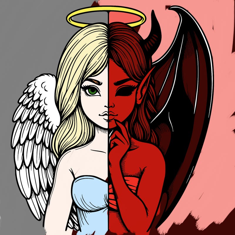 realistic angel half demon