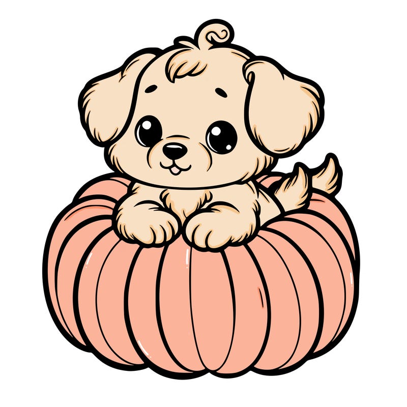 cute little puppy in a pumpkin