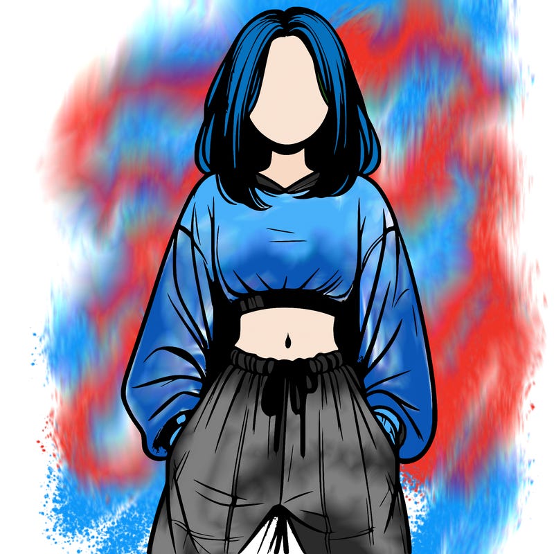 realistic girl faceless with baggy pants and a crop top