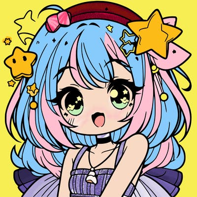 cute anime girl with star accessories