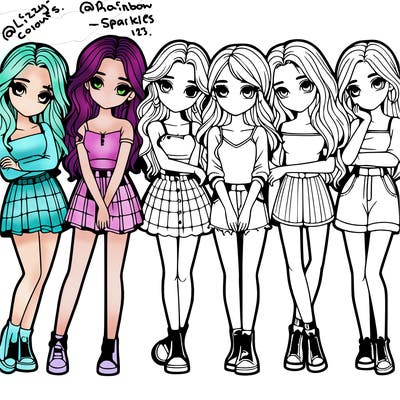 a group of girls realistic