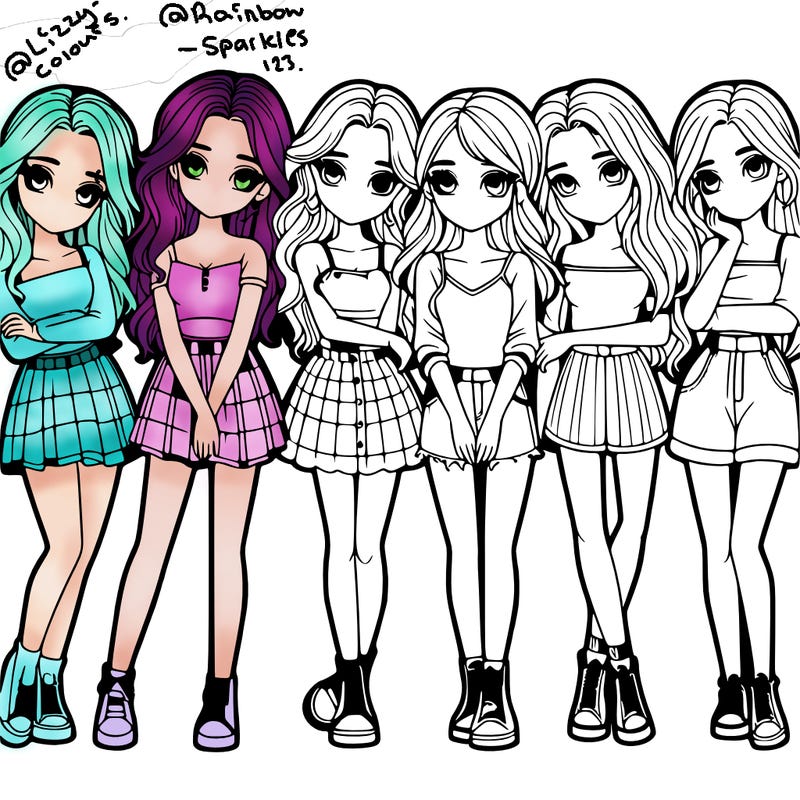 a group of girls realistic