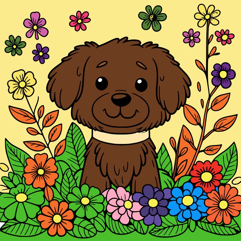 dog with flowers
