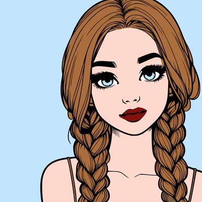 realistic girl with braids