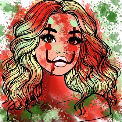 realistic girl with wavy hair and lips