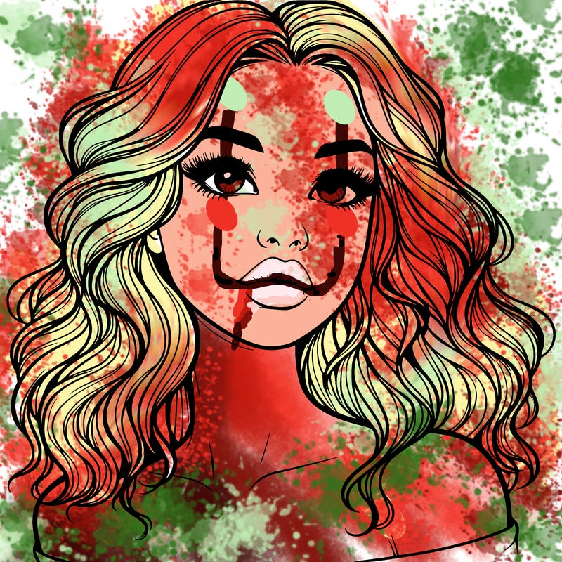 realistic girl with wavy hair and lips