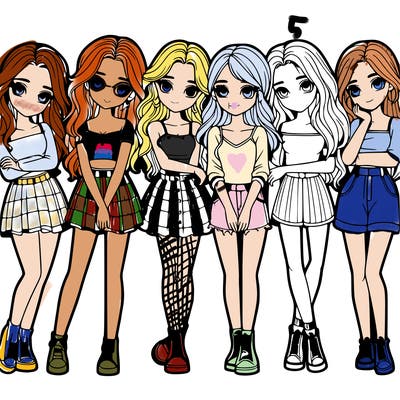 a group of girls realistic