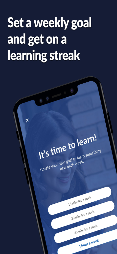 Configuración de un objetivo de aprendizaje semanal y racha en la aplicación móvil Skillsoft Percipio