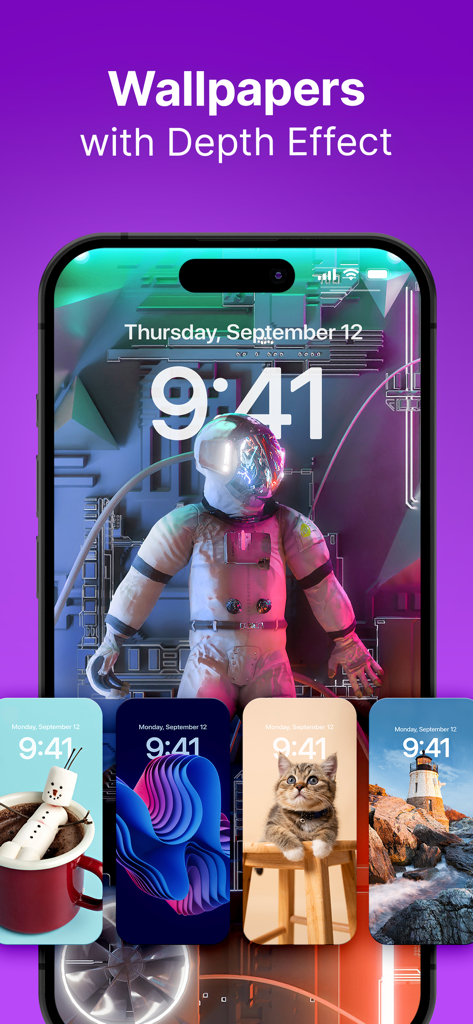 A selection of high quality wallpapers for iPhone featuring the depth effect on the lock screen