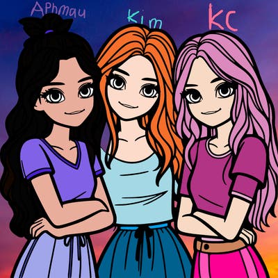 three girls together realistic