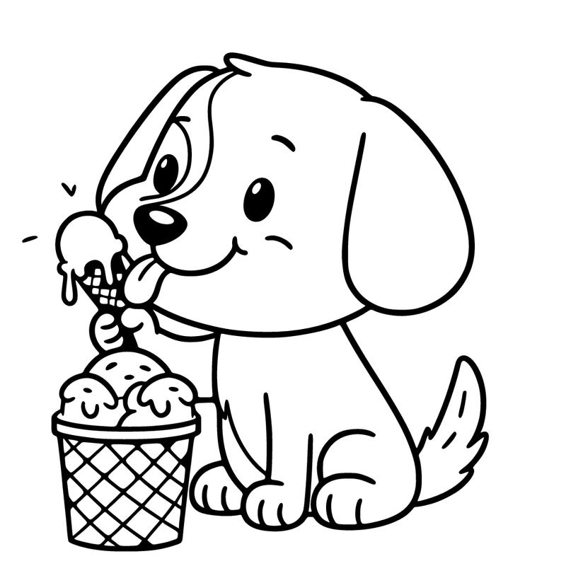 a dog eating ice cream