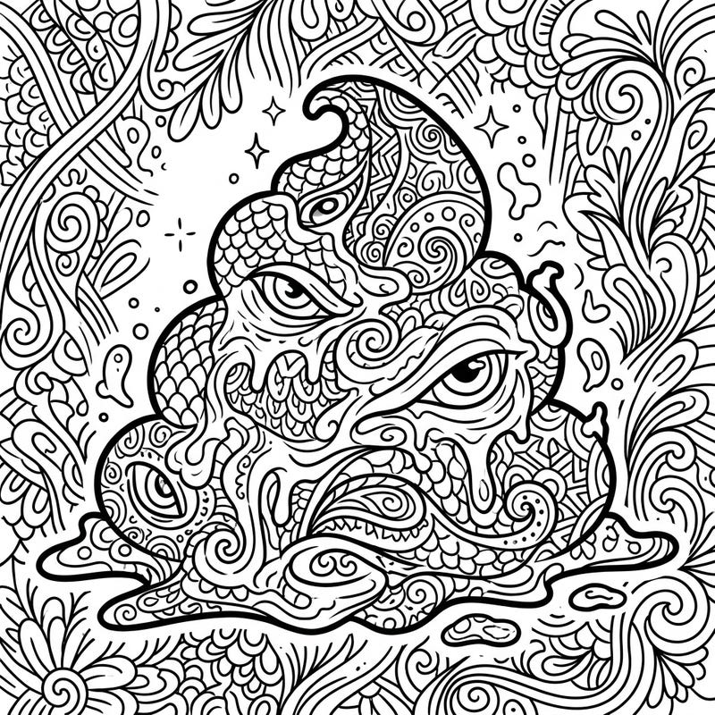 Discover a unique artistic challenge with our Living Sludge Zentangle coloring page, perfect for adults and teens. This intricate design combines an otherworldly creature with meditative patterns for a truly immersive coloring experience.