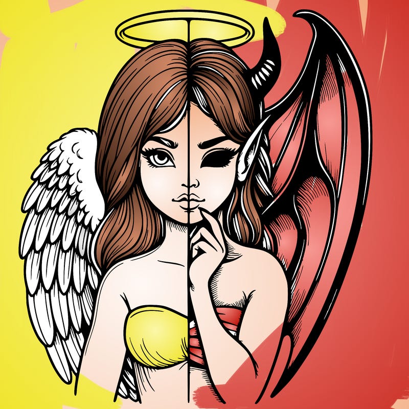 realistic angel half demon