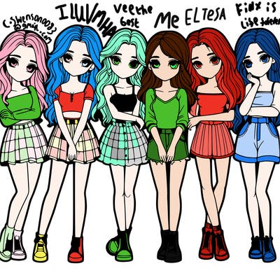 a group of girls realistic