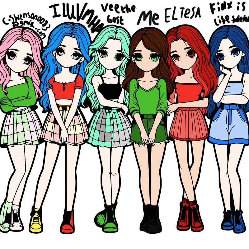 a group of girls realistic