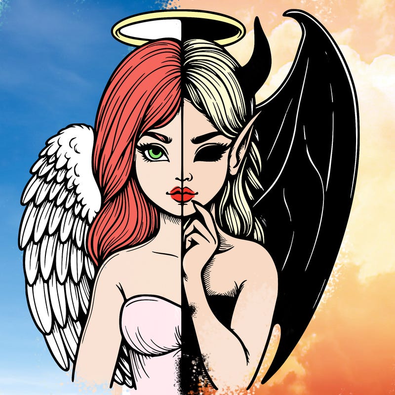 realistic angel half demon