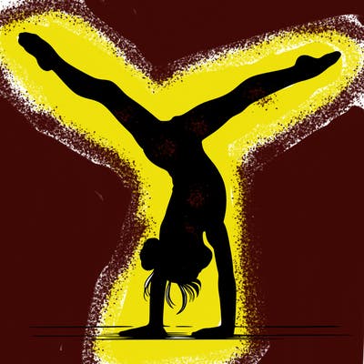 realistic gymnastic hand stand girl in four splits