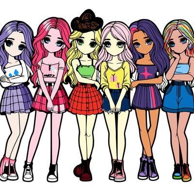 a group of girls realistic