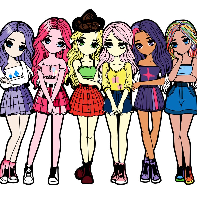 a group of girls realistic