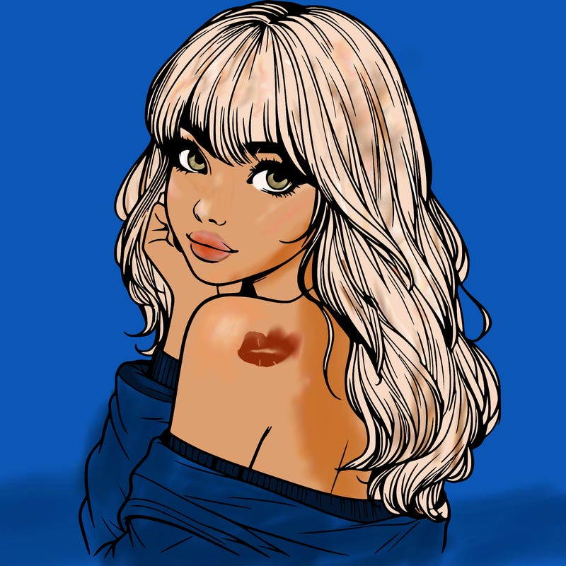 realistic girl with bangs looking over her shoulder