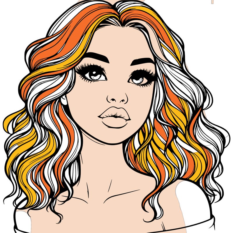 realistic girl with wavy hair and lips