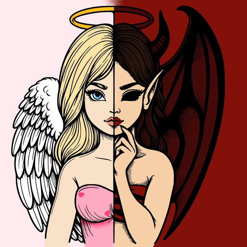 realistic angel half demon