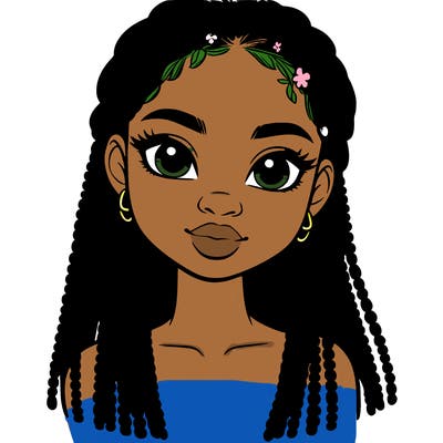 a realistic black girl with braids
