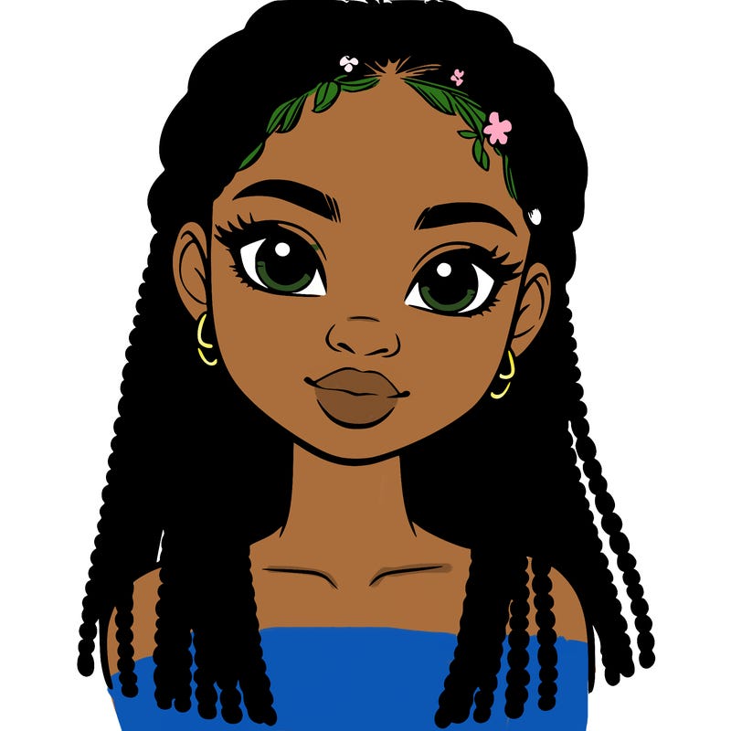 a realistic black girl with braids
