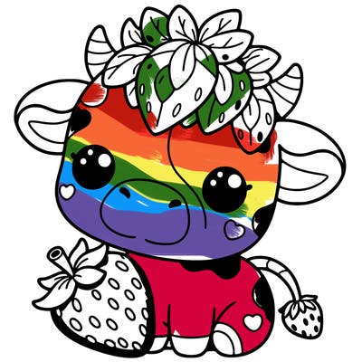 cute strawberry cow