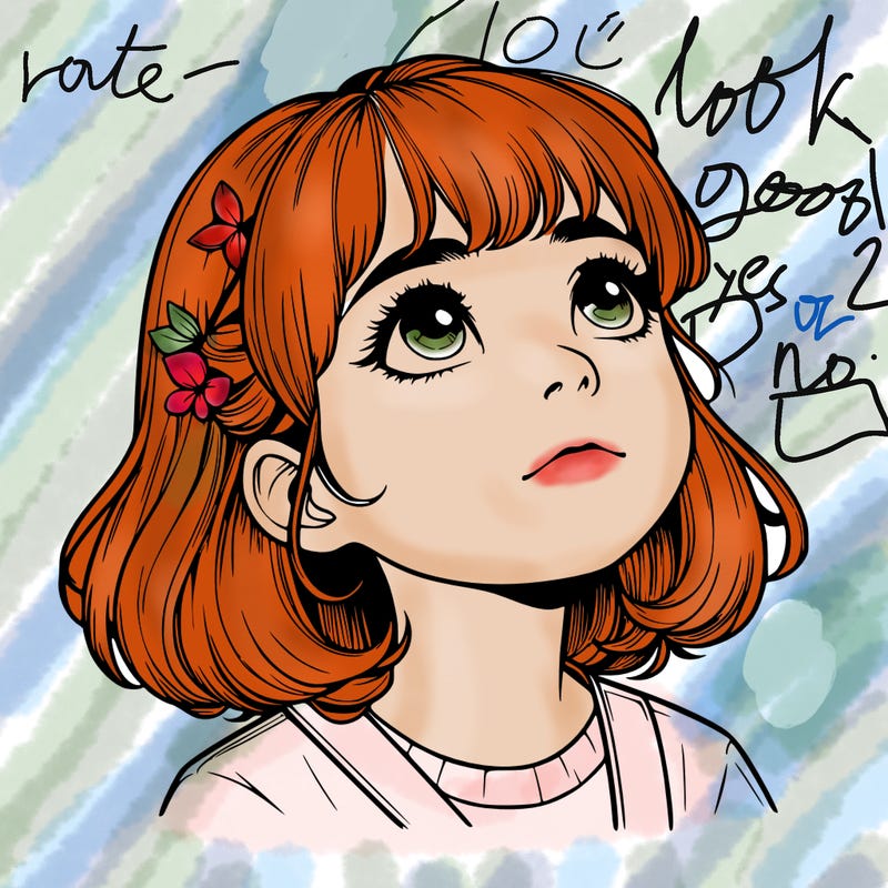 realistic girl looking up