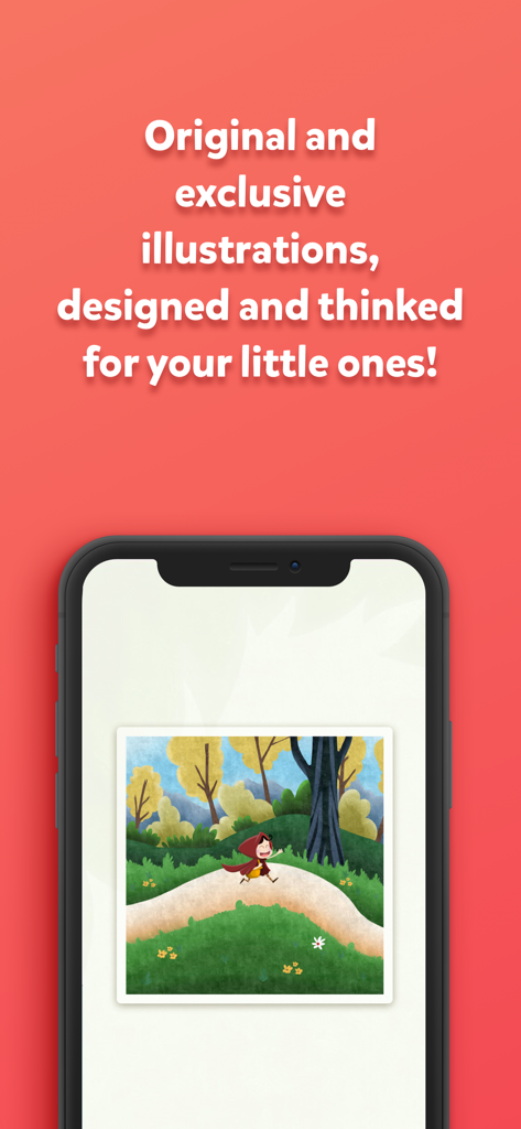 Short Stories - Cuentidubi - Exclusive illustration of Little Red Riding Hood in the Cuentidubi story app for children