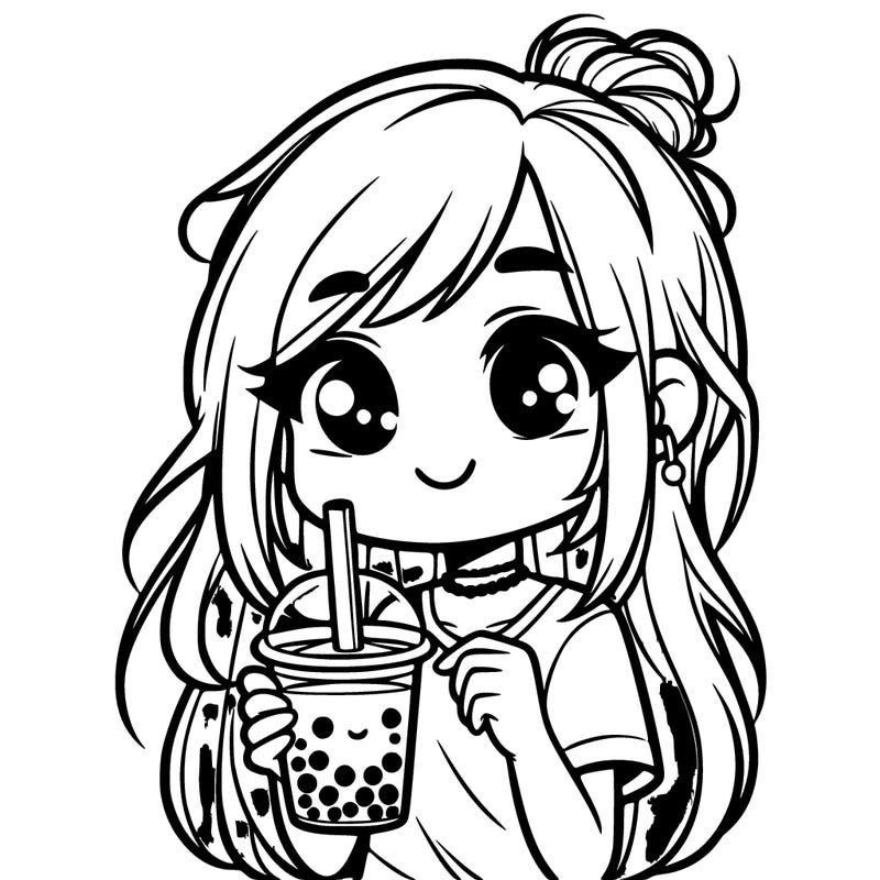 teen girl drinking boba tea