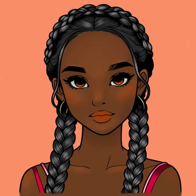 realistic girl with braids