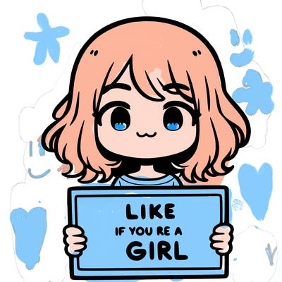 a cute girl holding a sign that says like if you’re a girl
