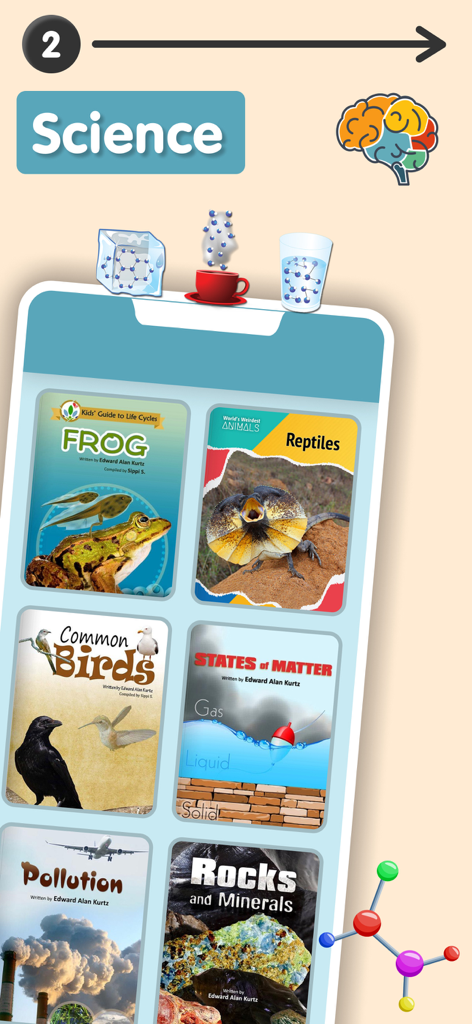 A collection of 2nd grade science books including titles about frogs reptiles and states of matter
