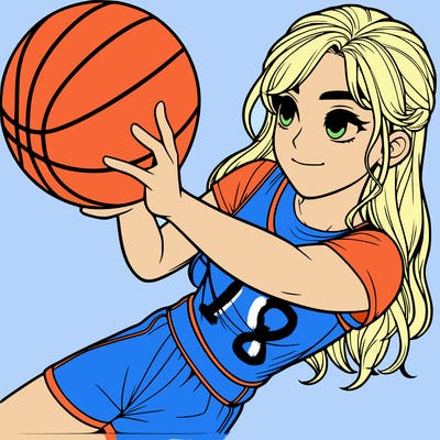 realistic girl playing basketball