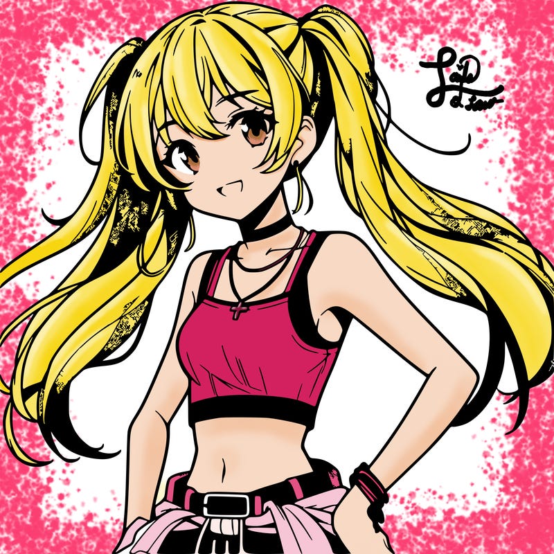anime girl wearing crop top