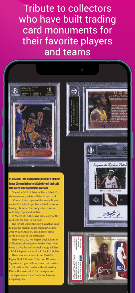 Beckett Basketball - High value graded basketball cards featuring Kobe Bryant and LeBron James with market price analysis