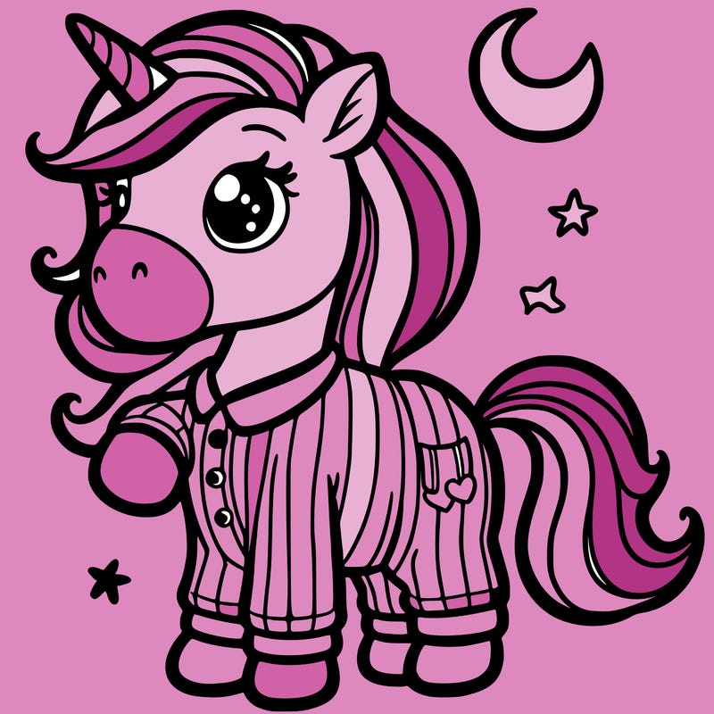 unicorn dressed in pajamas