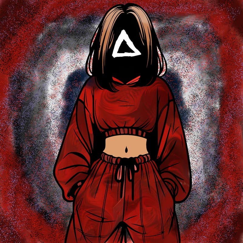 realistic girl faceless with baggy pants and a crop top