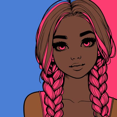 realistic girl with braids