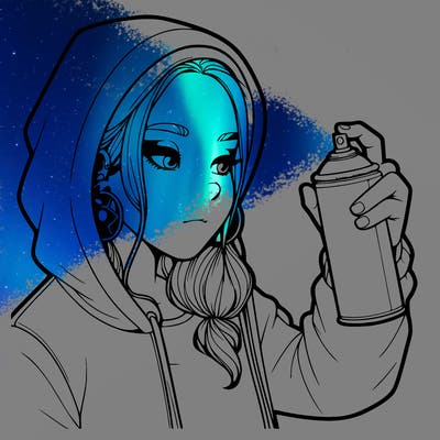 a realistic girl, spray painting