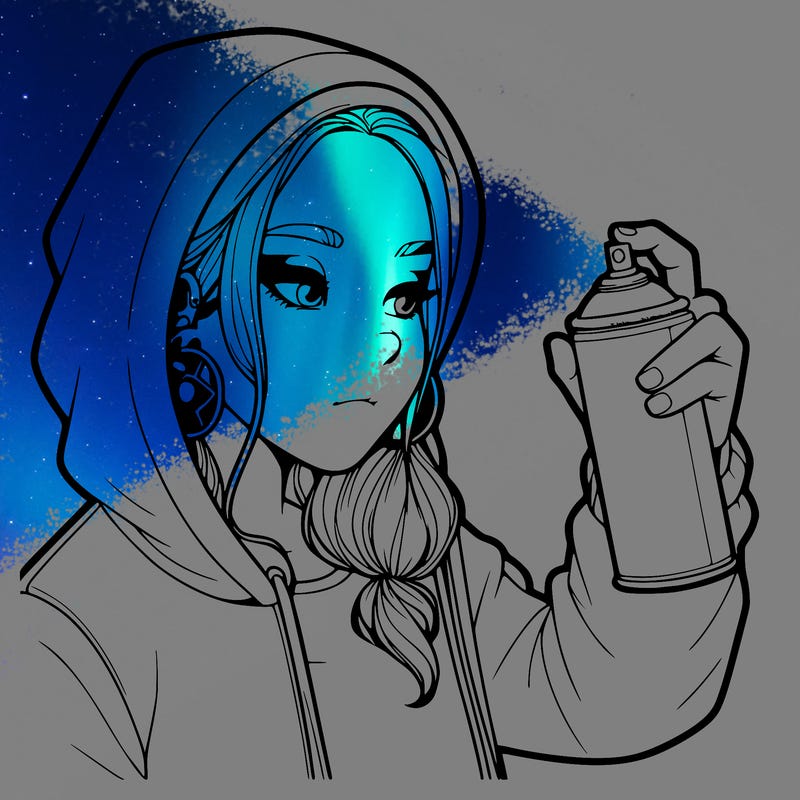 a realistic girl, spray painting